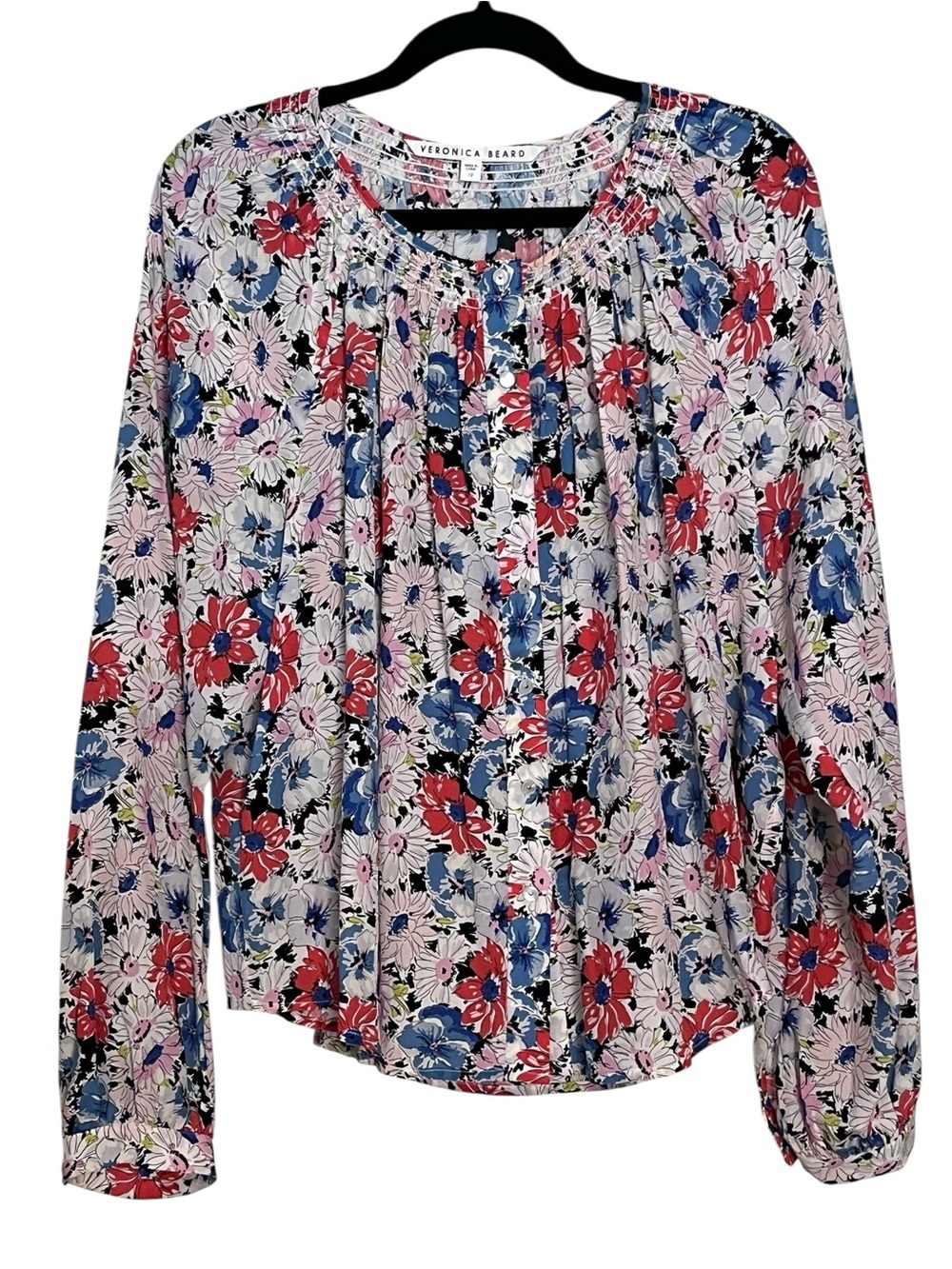 Veronica Beard Silk Floral Watercolor Lightweight Madge Blouse — Size 12 - Picture 3 of 8